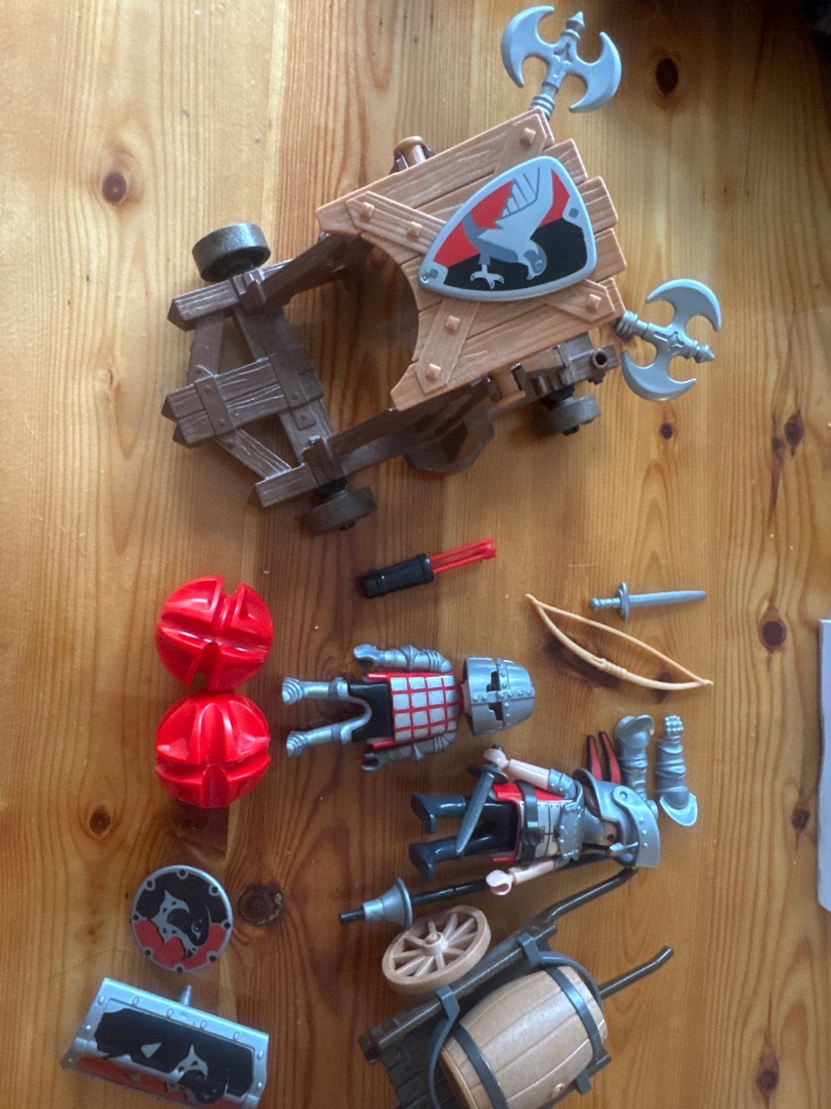 Playmobil ridders met katapult en accessoires, Ophalen of Verzenden, Gebruikt, Complete set