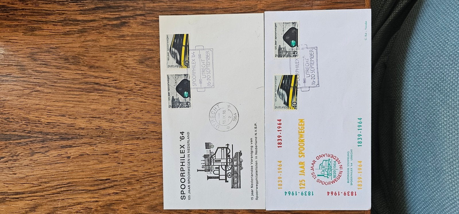 2 enveloppen 125 jaar Spoorwegen - Spoorphilex '64, Verzamelen, Verzenden, 1980 tot heden, Overige thema's