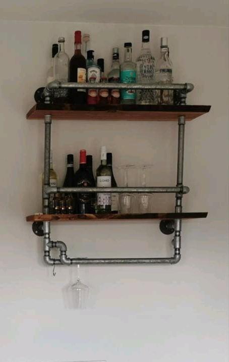 Drankkast industrieel steigerbuis/hout, Huis en Inrichting, Kasten | Overige, Ophalen