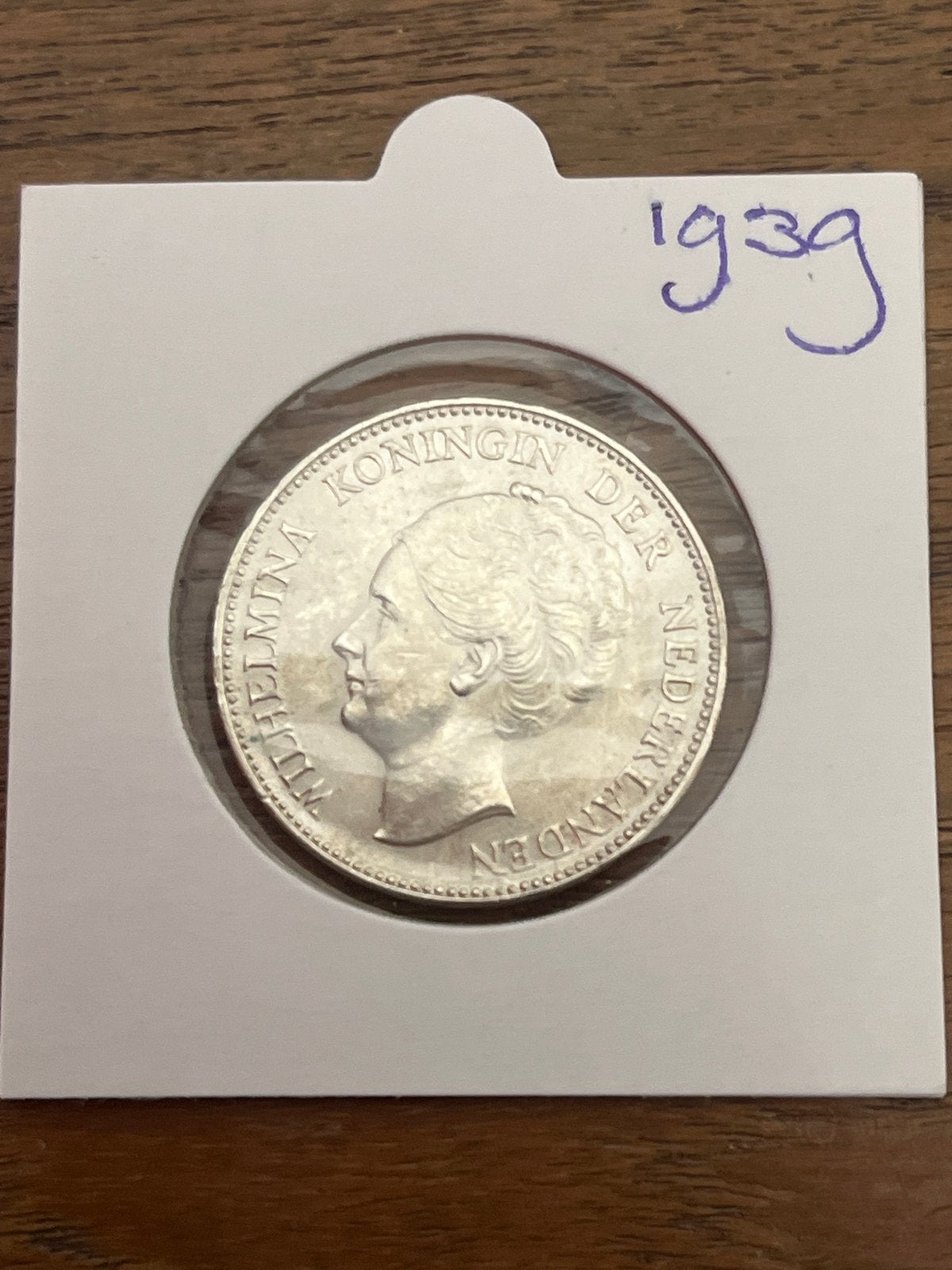 Zilveren gulden Koningin Wilhelmina 1939 - 10 gram, 72% zilv, Postzegels en Munten, Munten | Nederland, 1 gulden, Zilver, Ophalen of Verzenden