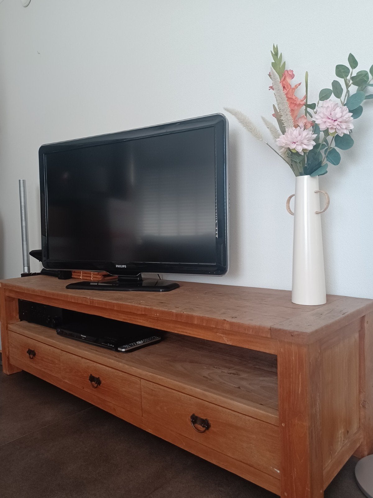 oude teak tv meubel met Philips tv, Ophalen, 25 tot 50 cm, Minder dan 100 cm