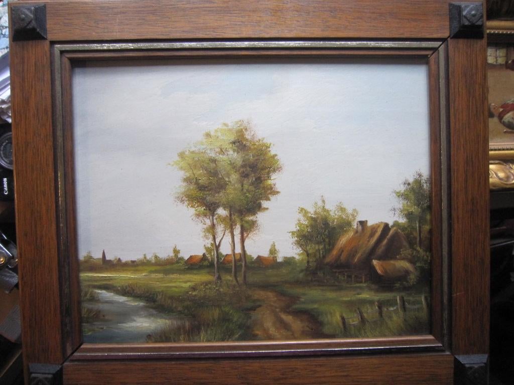 Mooi Hollands Tafereeltje in Italiaans lijstje, Antiek en Kunst, Ophalen of Verzenden