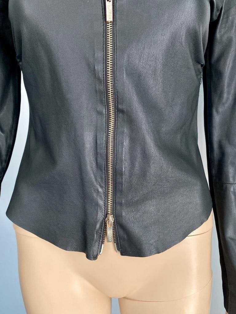 H977 Echt-lams-leren jasje mt 36=S blazer colbert zwart leer, Zwart, Ophalen of Verzenden, Zo goed als nieuw, Jasje