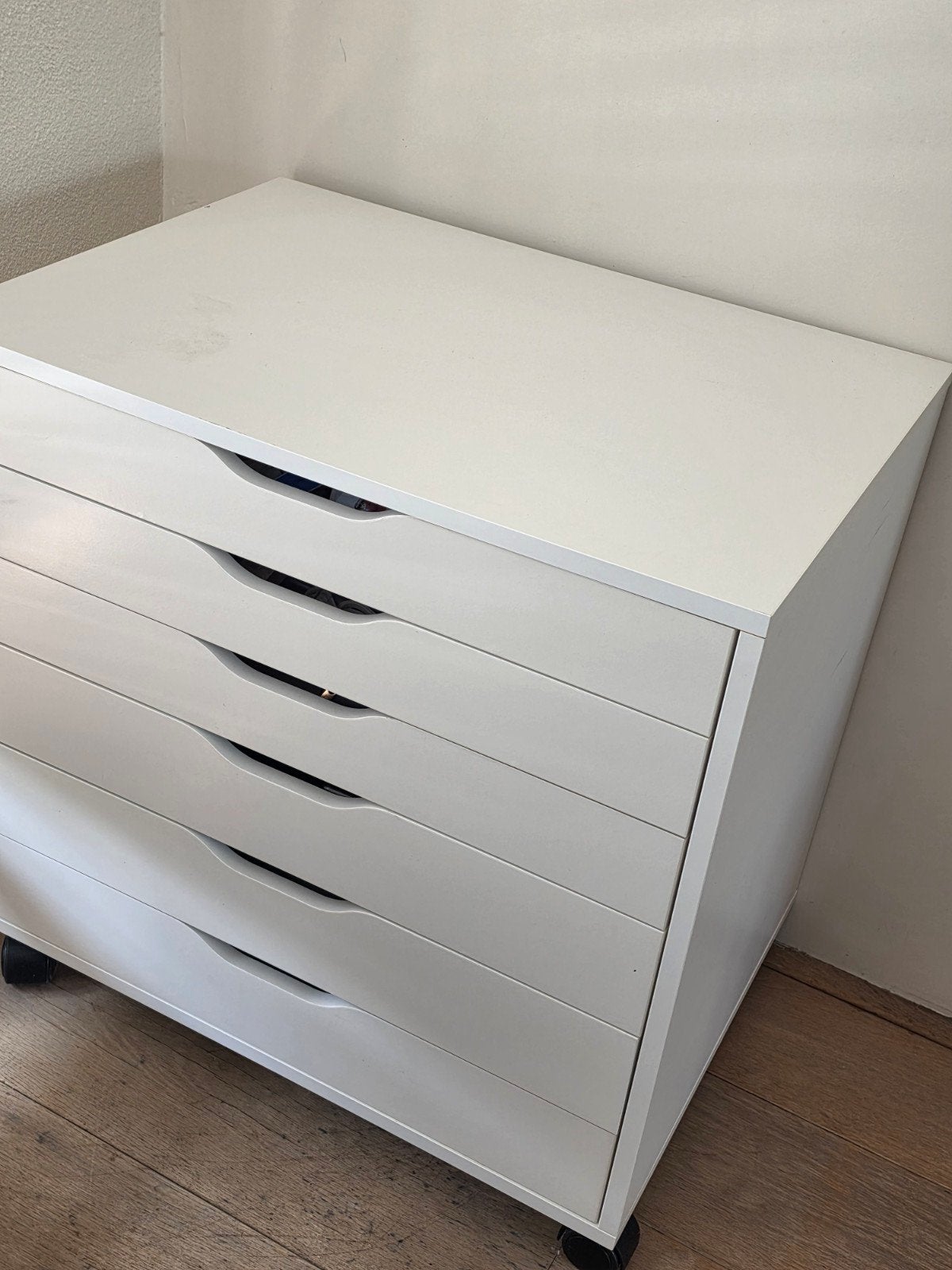 IKEA ALEX ladeblok op wielen – wit – 6 lades, Minder dan 50 cm, 5 laden of meer, Ophalen of Verzenden, Minder dan 100 cm