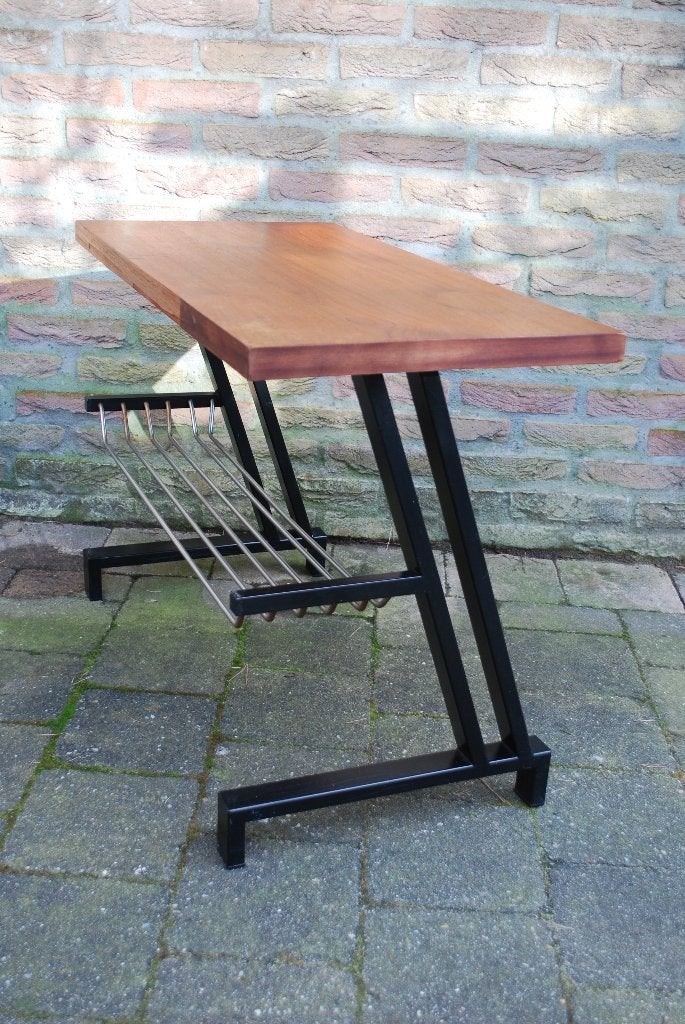 Vintage TV meubel / lectuurtafel met Z-vormig onderstel, Huis en Inrichting, Kasten | Televisiemeubels, Ophalen, Gebruikt, Vintage