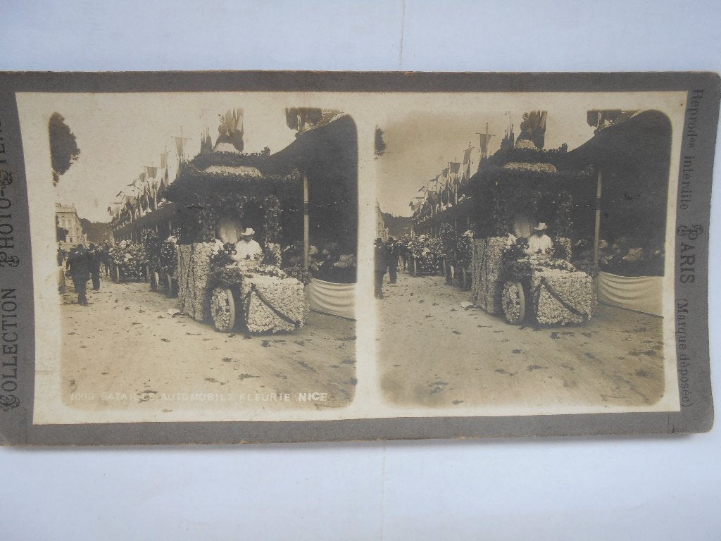 Nice stereokaart uit 1910 bloemenparade carnaval Nice 1910, Ophalen of Verzenden, Voor 1920, Ongelopen, Frankrijk