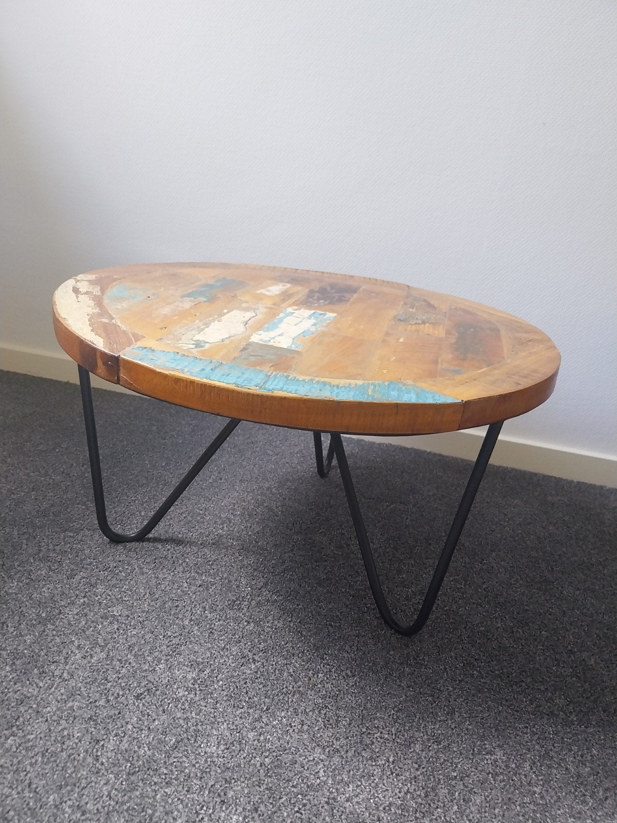 lage ronde salontafel van sloophout ., Ophalen, Rond, 50 tot 100 cm, 50 tot 100 cm
