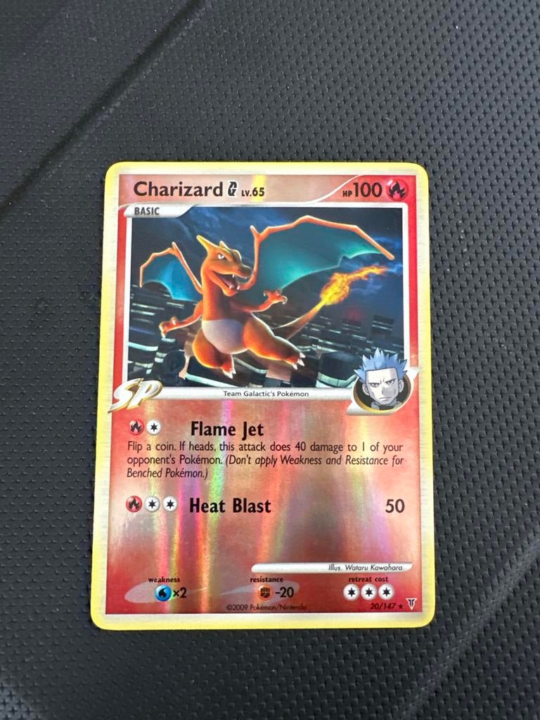 Charizard G Lv.65 Pokémon Kaart - Team Galactic, Ophalen of Verzenden, Gebruikt, Losse kaart, Foil