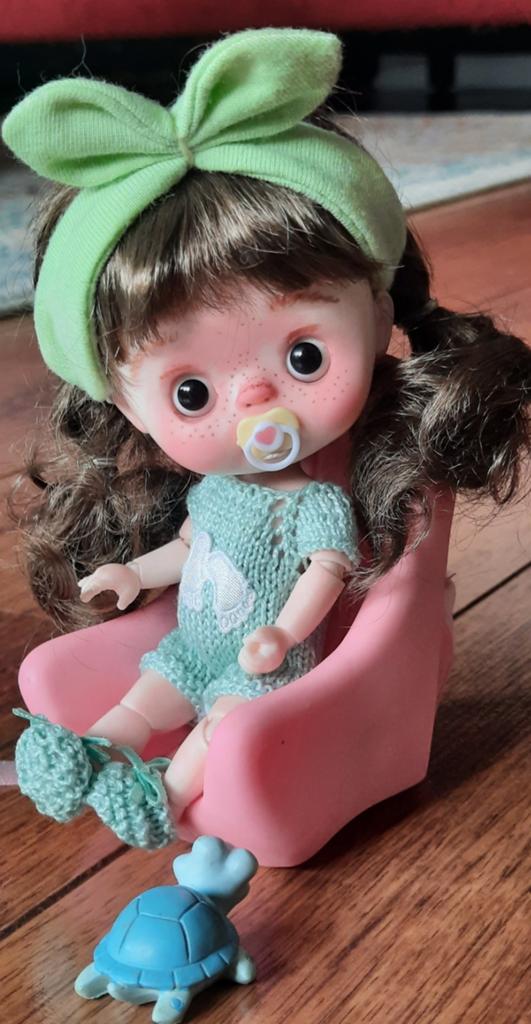 Bjd 13 cm ob11 Qbaby rodgerdolls, ooak doll , fullset., Ophalen of Verzenden, Zo goed als nieuw, Pop