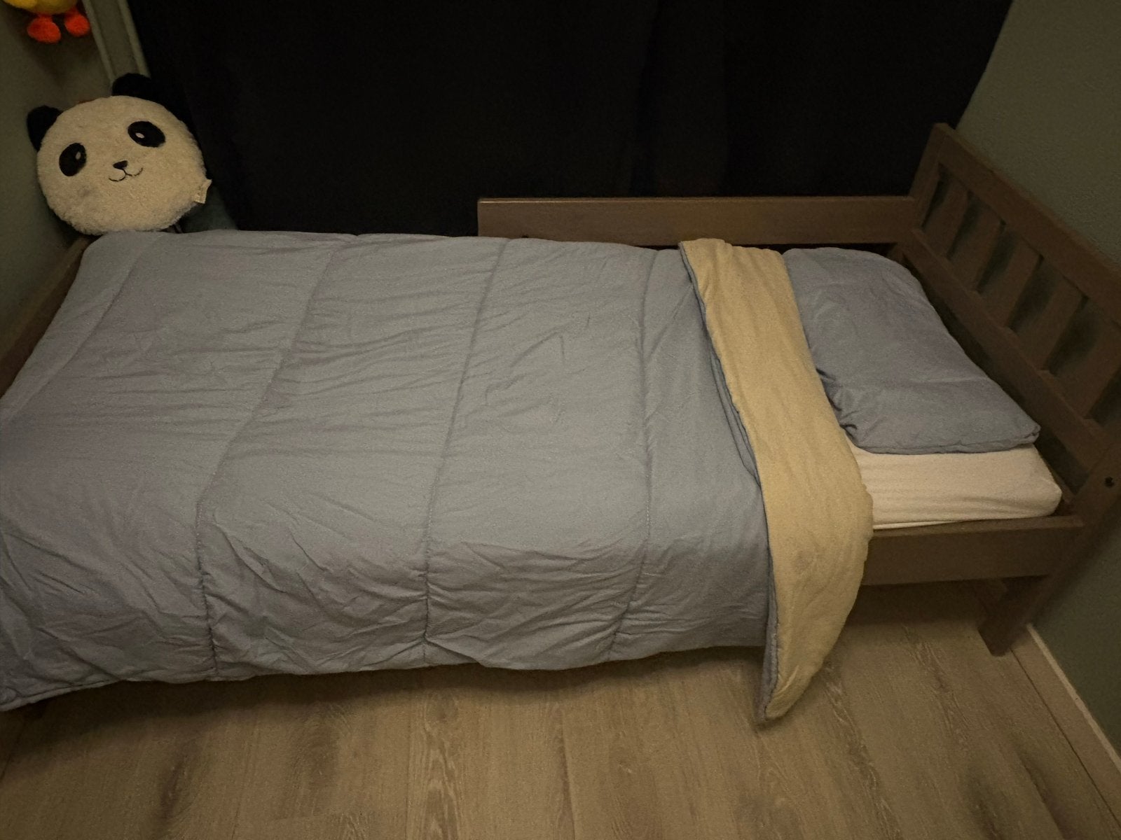 Grenenhouten peuterbed 70x160, Ophalen, 140 tot 160 cm, 70 tot 85 cm, Lattenbodem