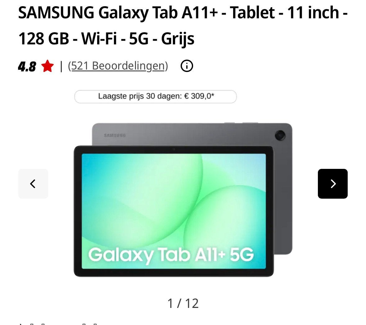 Als nieuwe samsung tab a11+ 128gb 5G, Computers en Software, Tab A11+ met 5G, Gps, Zo goed als nieuw, 128 GB