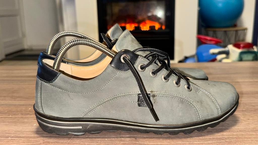 Harris XS Nubuck Leren Nette Schoenen Grijs - Maat 42/42.5, Ophalen of Verzenden, Gedragen, Overige kleuren, Veterschoenen