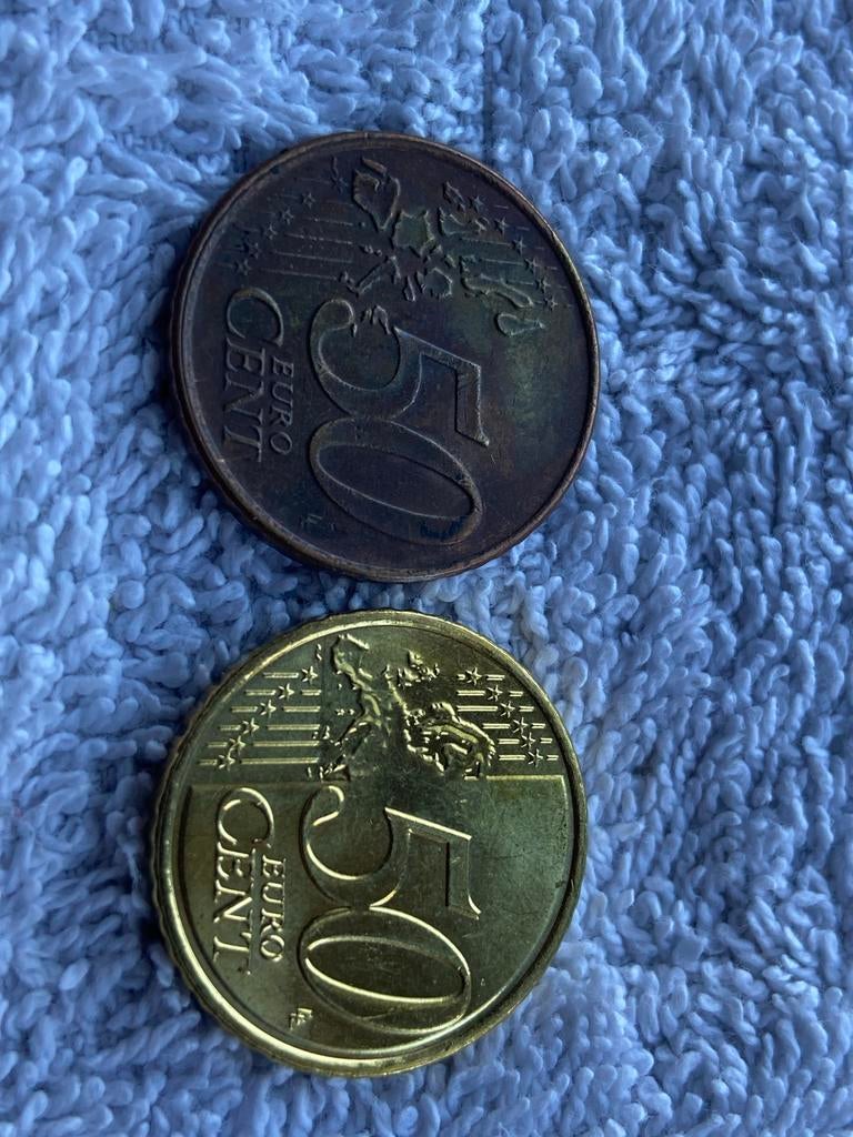 Zeldzame 0.50 cent munt Nederland 2001 2 soorten materiaal, Postzegels en Munten, Munten | Europa | Euromunten, Ophalen of Verzenden