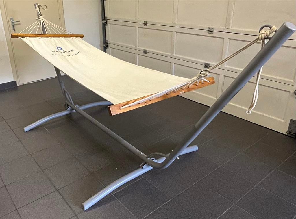 Comfortabele hangmat met metalen standaard - 300cm, Ophalen of Verzenden, Gebruikt, Meerpersoons, Buiten