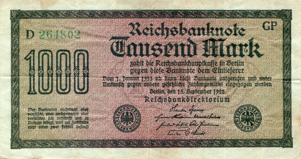 Bankbiljet:  Duitsland 1000 Mark Reichsbanknote 1922, Postzegels en Munten, Bankbiljetten | Europa | Niet-Eurobiljetten, Verzenden