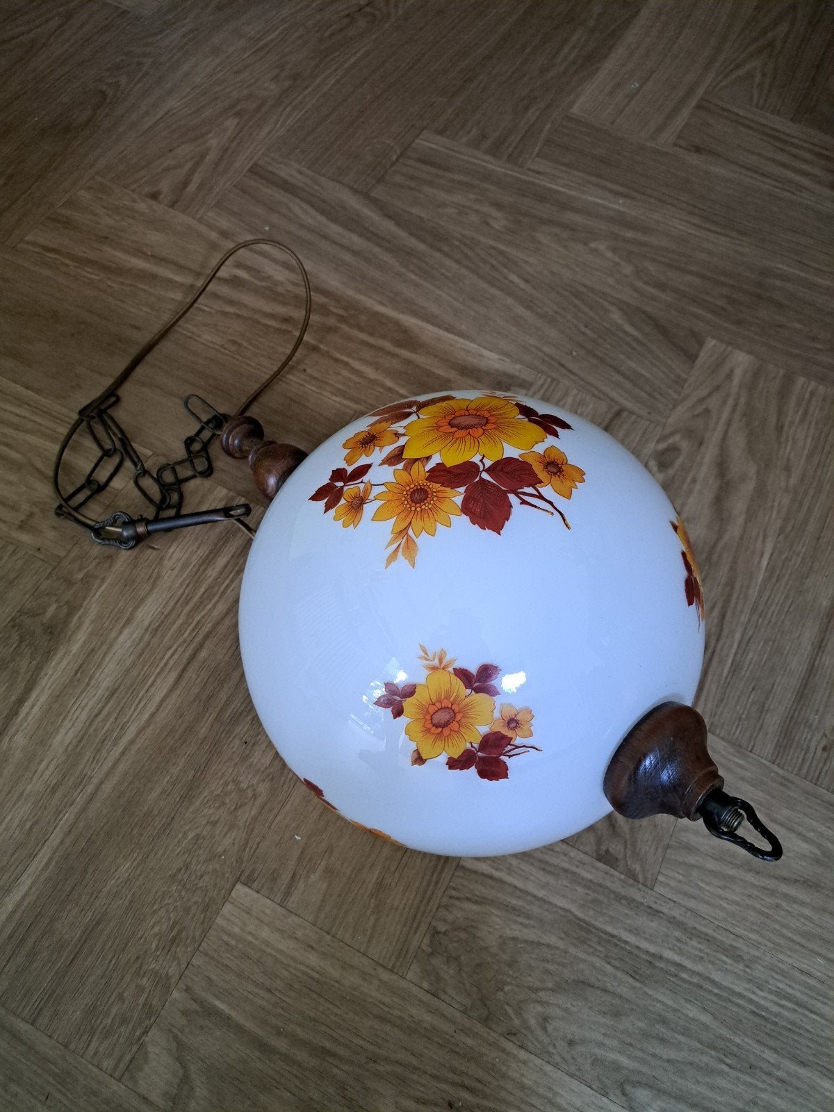 Vintage Hanglamp Jaren '70 - Bloemenpatroon, Huis en Inrichting, Ophalen, Gebruikt, E27 (groot), Vintage, Jaren '70, Retro, Bloemenpatroon