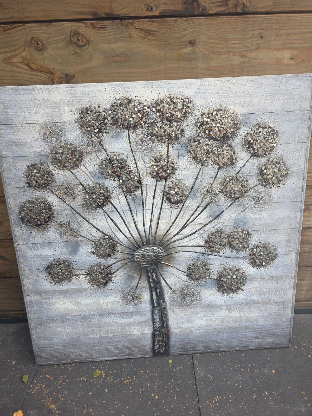 Schilderij met 3D-effect van pluizige bloemen, Ophalen, Gebruikt, Schilderij, 75 tot 100 cm