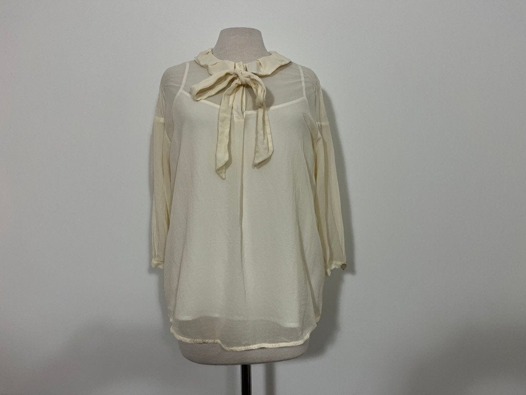 Twinset Simona Barbieri Silk Top | 100% Zijde | Crème | Mt S, Twinset, Twinset, Beige, Nieuw