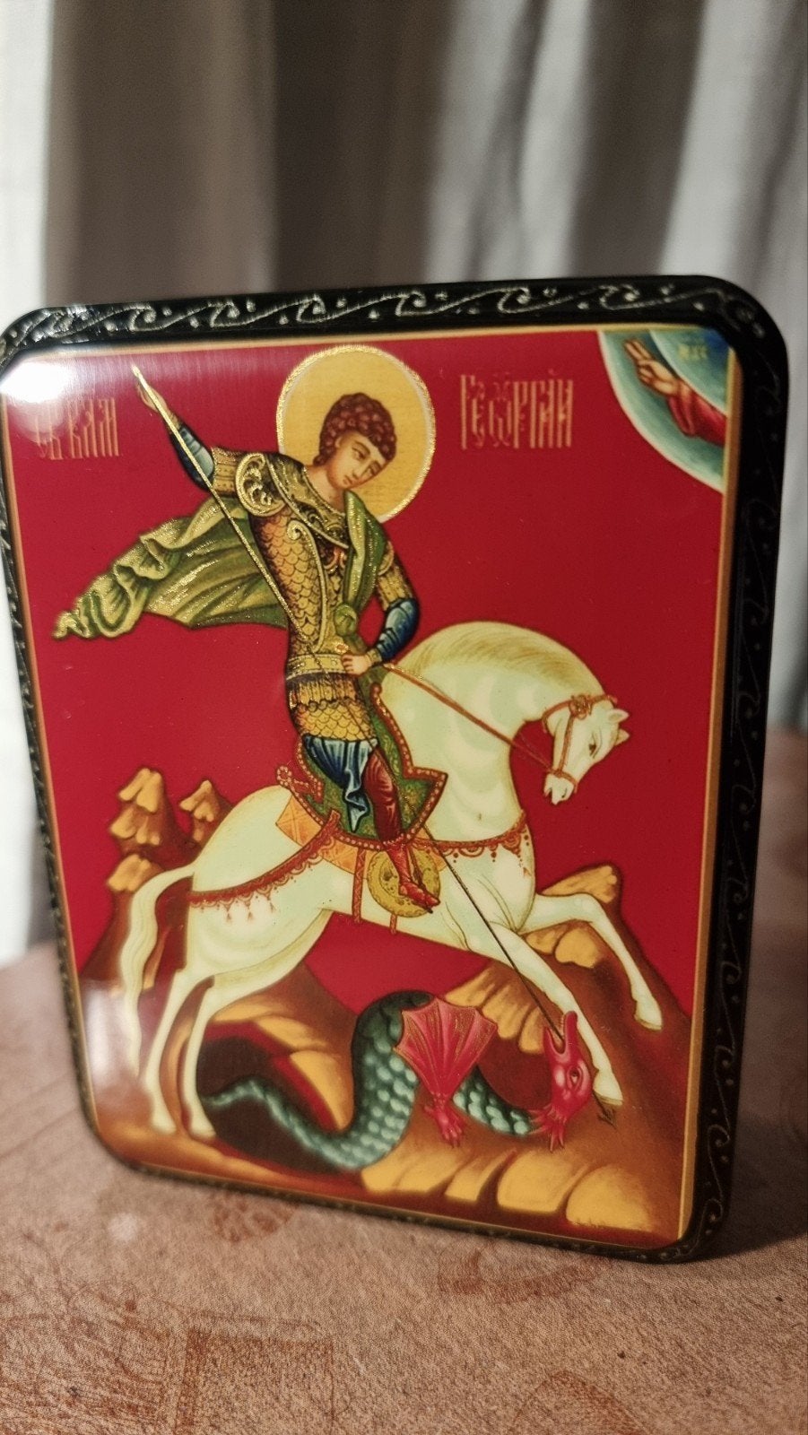 Russische lakdoos met Sint Joris en de Draak, Ophalen of Verzenden