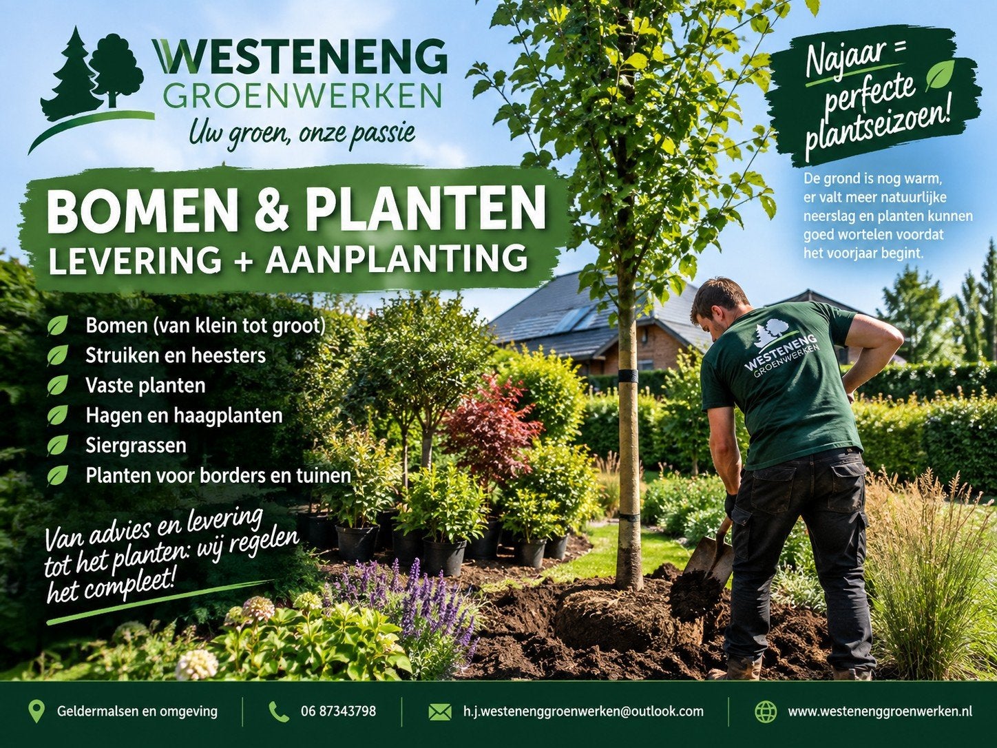 BOMEN & PLANTEN – LEVERING EN AANPLANTING

Op zoek na, Tuin en Terras, Ophalen of Verzenden, Overige soorten, Volle zon