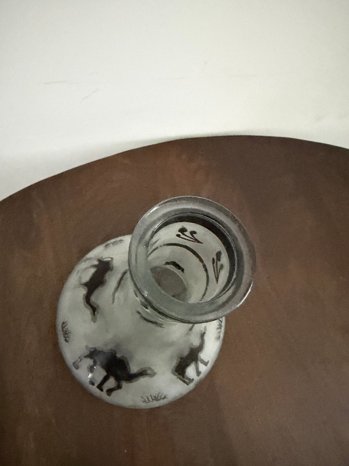 Glazen waterpijp vaas met kameel decoratie, Ophalen of Verzenden