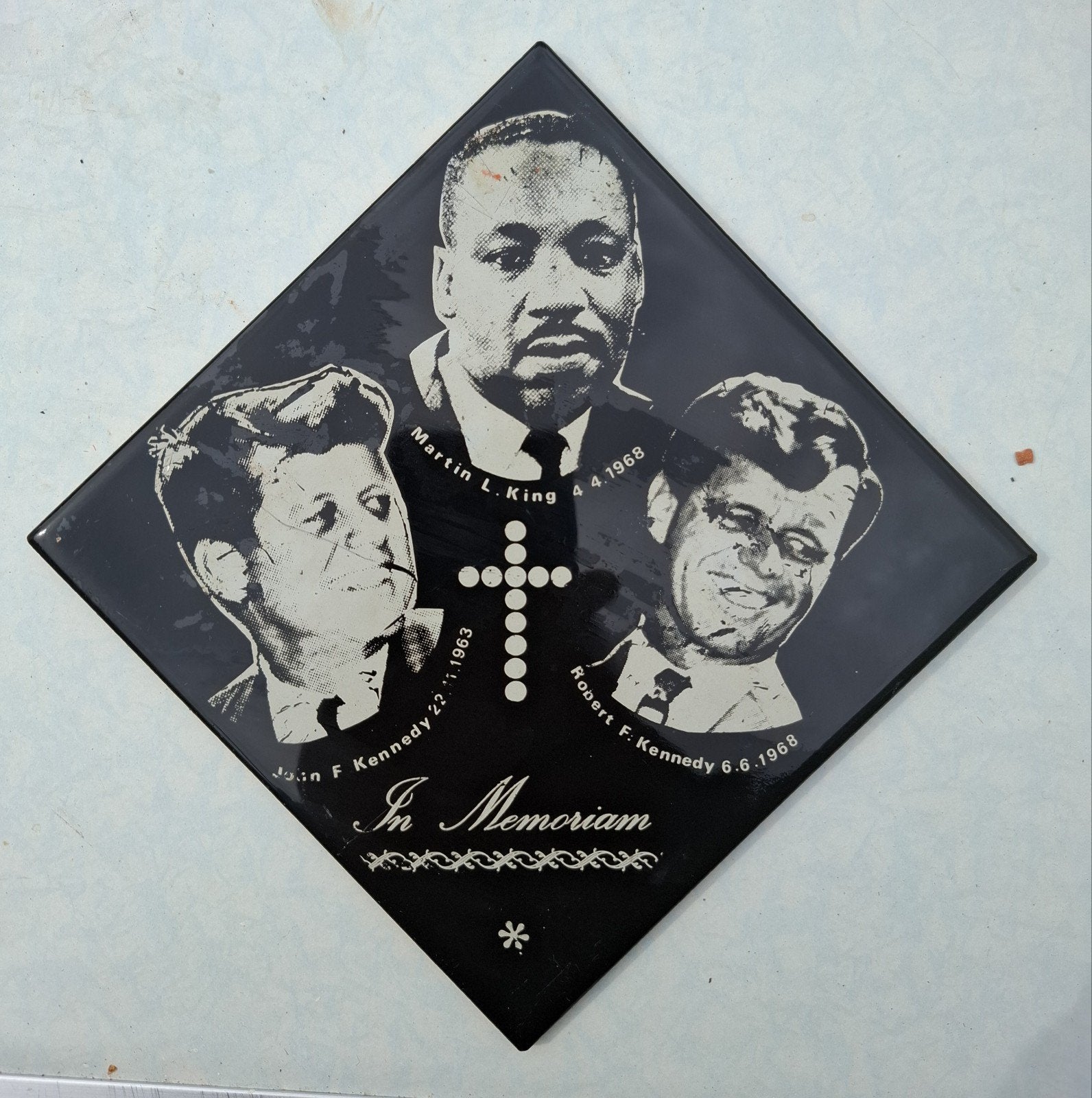 Vintage Keramische Herdenkingstegel In Memoriam Kennedy King, Ophalen of Verzenden
