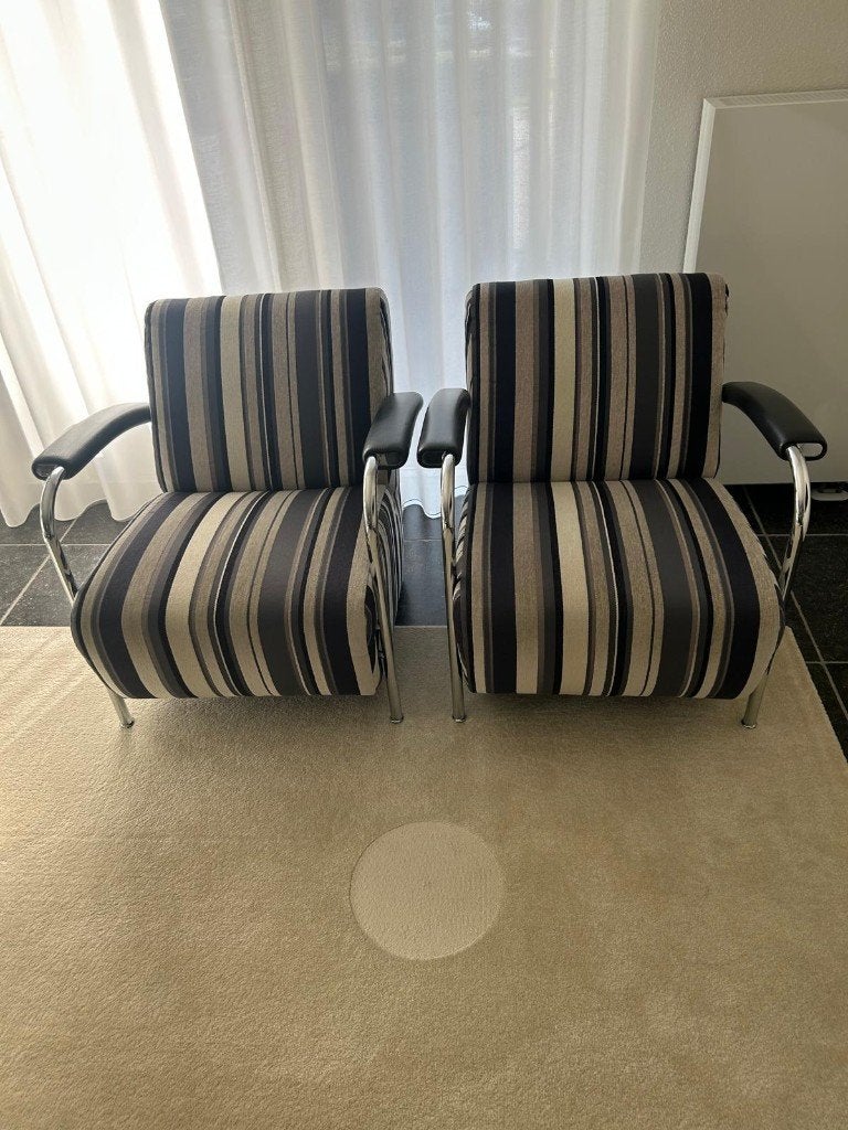 2 x Leolux Scylla fauteuil, Leer, 75 tot 100 cm, Ophalen of Verzenden, Zo goed als nieuw