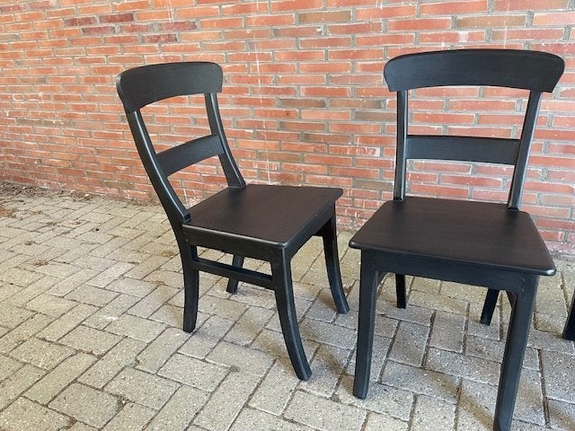 Stoelen zwart bistro 4x licht SHOWMODELEN totaal € 175,=, Zwart, Stoelen zwart bistro 4x licht SHOWMODELEN totaal € 175,=, Nieuw