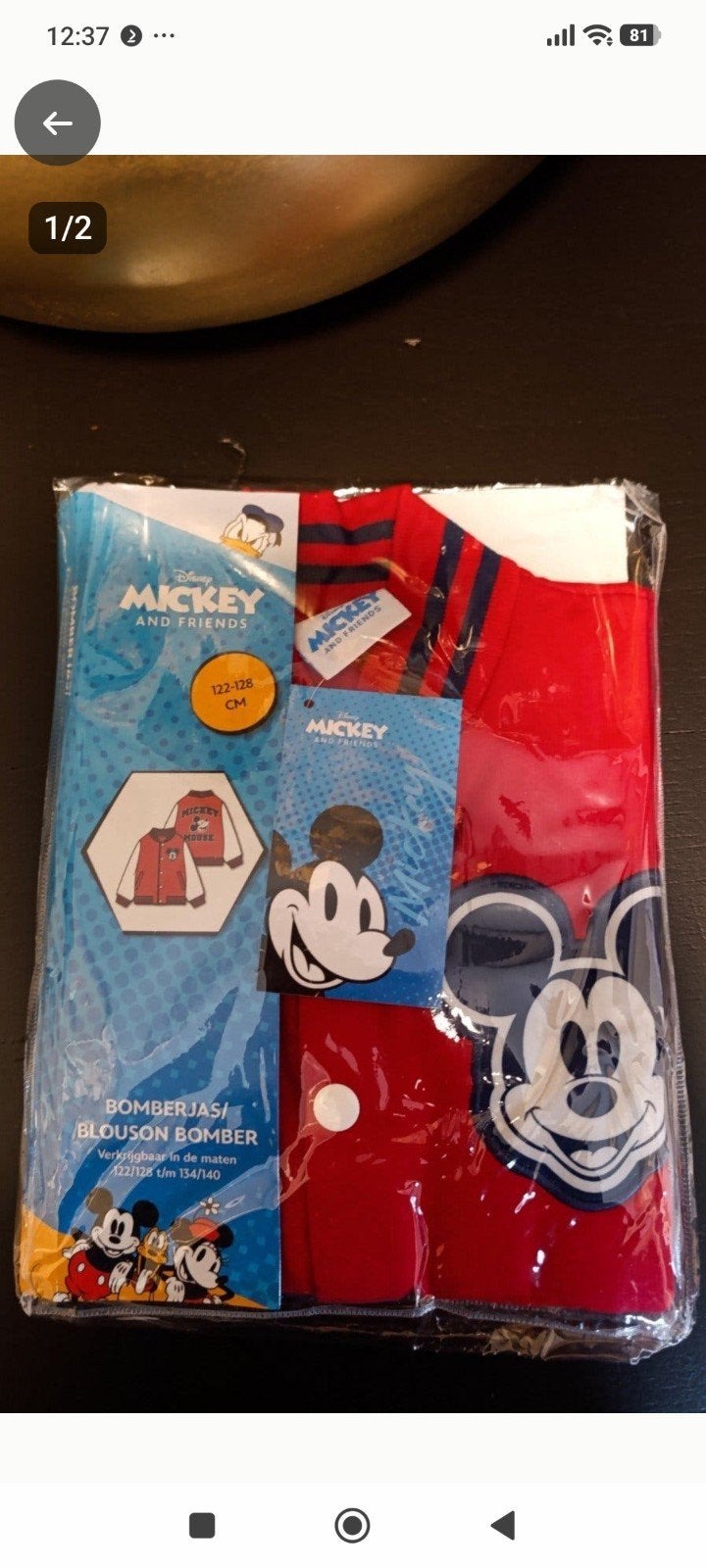 Nieuwe Disney Mickey Mouse Bomberjas Maat 122-128, Disney, Nieuw, Ophalen of Verzenden, Jongen