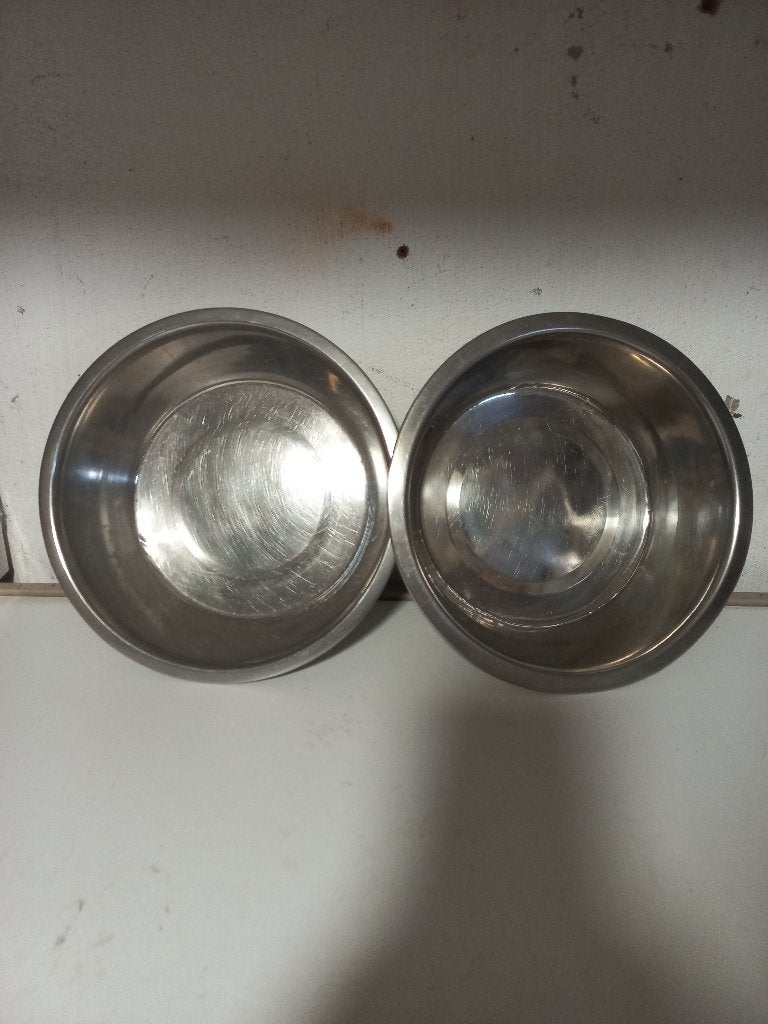 Voerbak waterbak rvs 2 stuks groot hond, Ophalen, Gebruikt