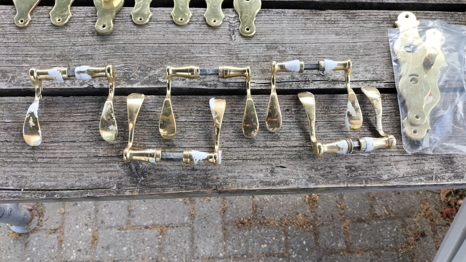 messing deurbeslag, Doe-het-zelf en Verbouw, Hang- en Sluitwerk, Ophalen, Gebruikt, Koper of Messing, Klink of Kruk
