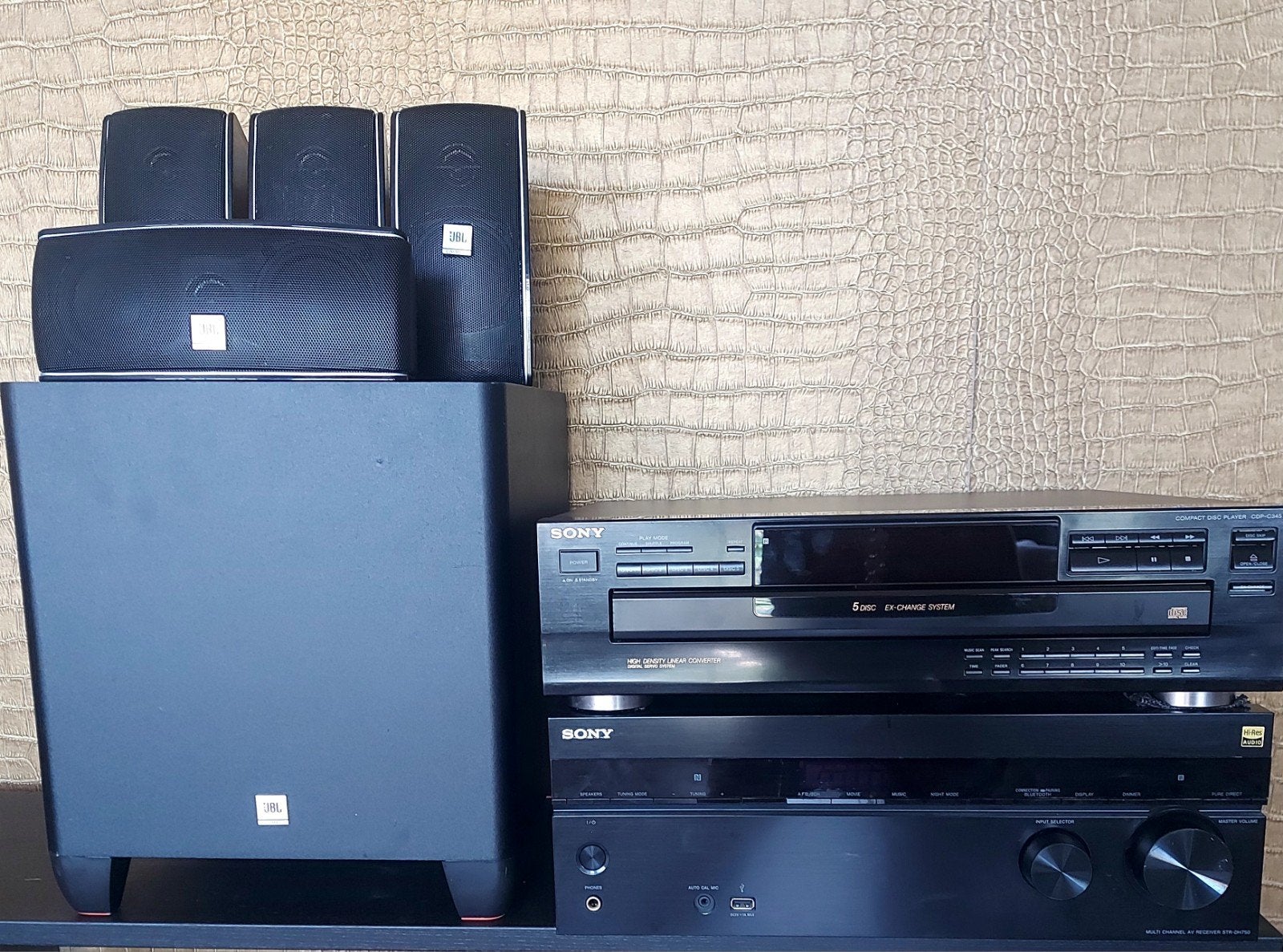 Sony STR-DH750 set met JBL subwoofer + 5 speakers, Ophalen, Zo goed als nieuw, Sony, 120 watt of meer