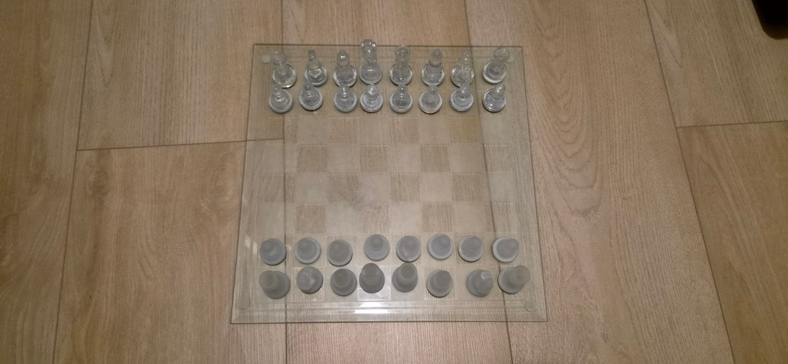 Glazen Schaakbord Compleet - Chique en Onbeschadigd, Ophalen of Verzenden, Zo goed als nieuw, Schaken