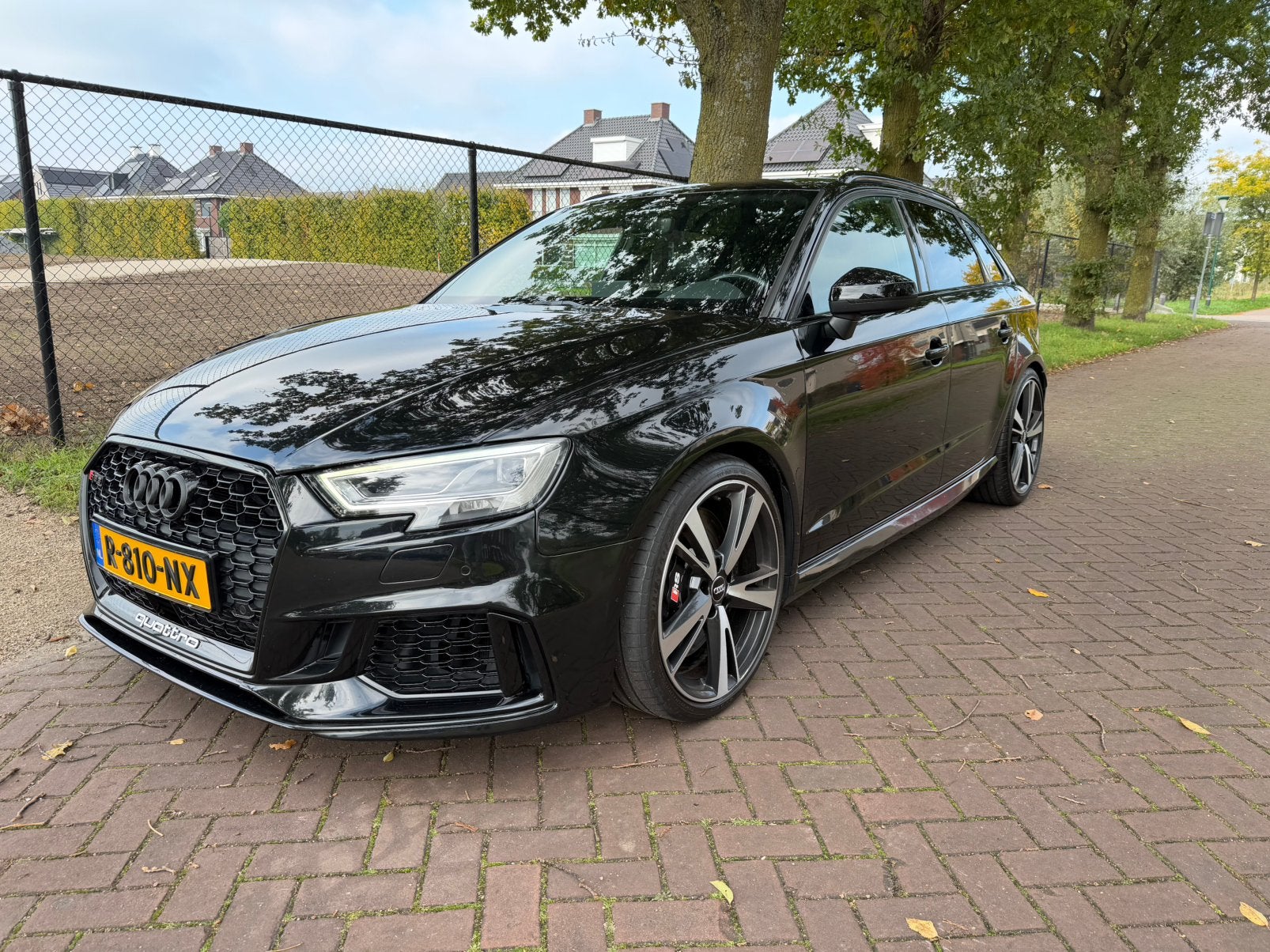 Audi RS3 2.5 TFSI Quattro 400PK DAZA Sportback 2017 Zwart, Auto's, Automaat, RS3, Verwarmde buitenspiegels, Zwart
