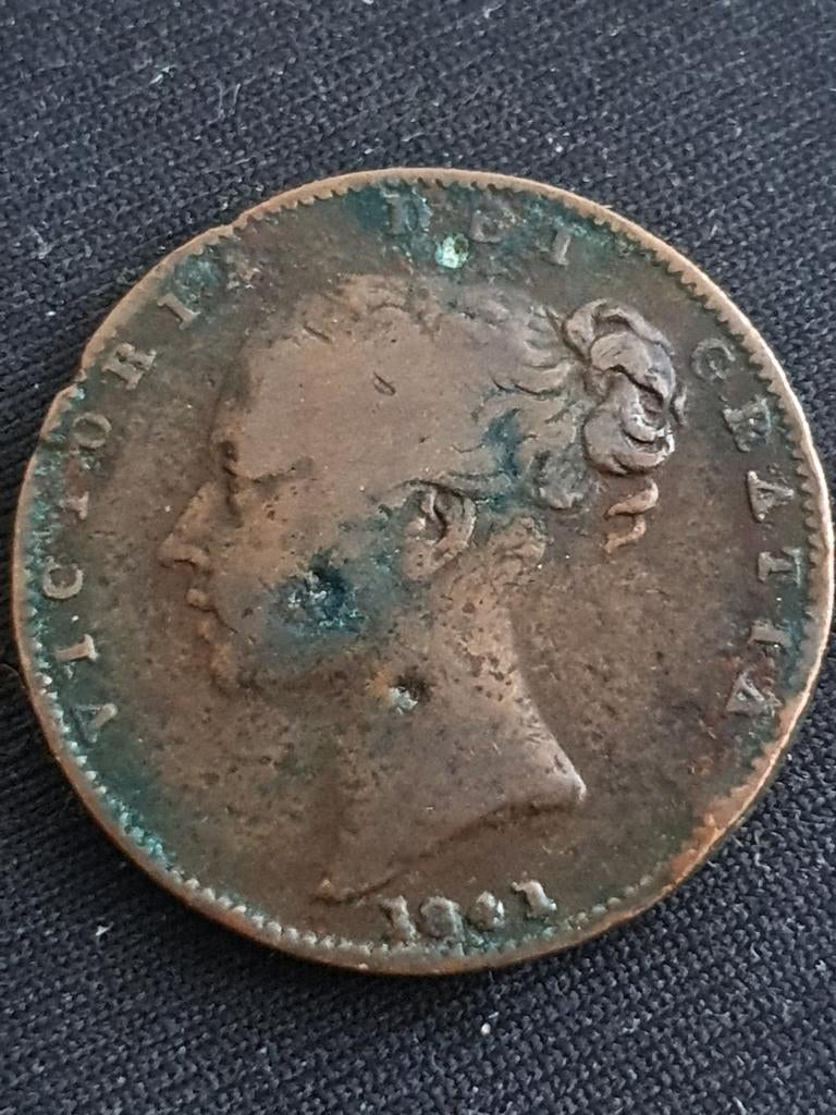 Oude 1 penny munt uit 1841 Engeland Victoria., Ophalen of Verzenden, Overige landen, Losse munt