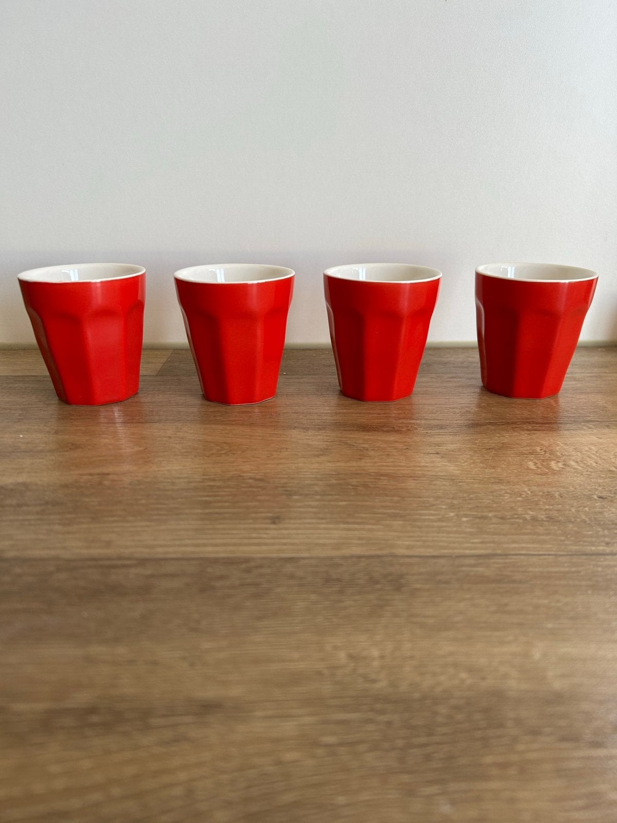 Set van 4 HEMA rode mokken/bekers, Hema, Gebruikt, Keramiek, Modern