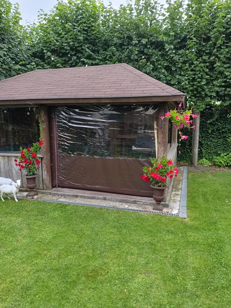 Zeil met rits voor tuinhuis - 242x200cm incl. bevestiging, Ophalen, Gebruikt