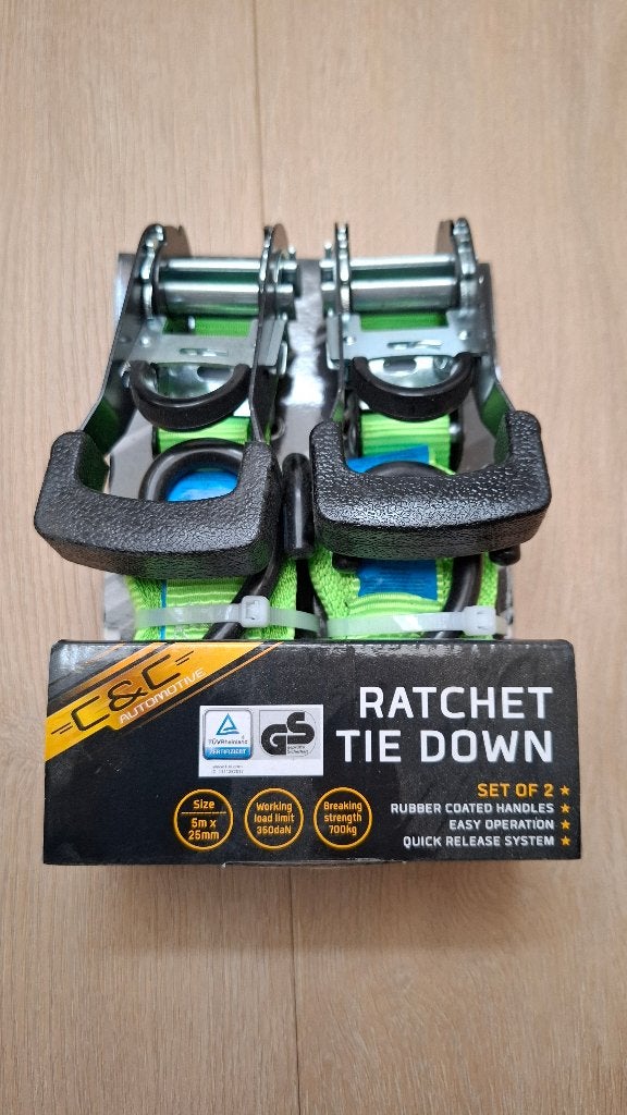 Set van 2 Spanbanden met Ratel – 5 meter – Nieuw, Auto diversen, Ophalen of Verzenden, Nieuw