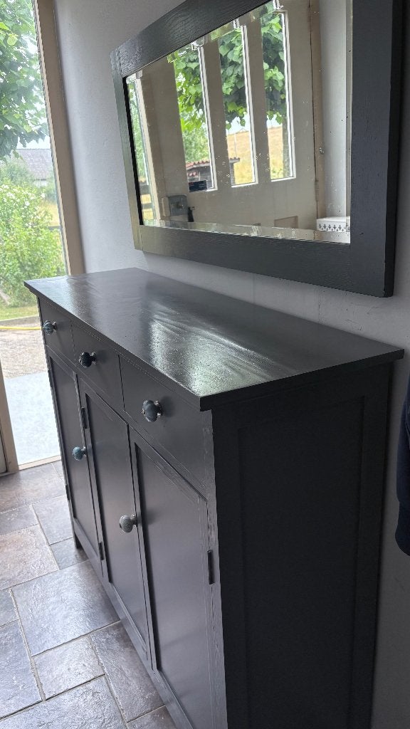Dressoirkast met facetgeslepen spiegel, Huis en Inrichting, Kasten | Dressoirs, Gebruikt, Ophalen of Verzenden, Modern, Grenenhout