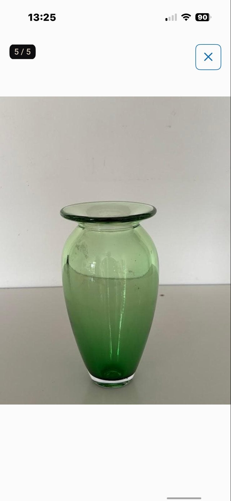 Groen geblazen vaasje van A. Notarianie, Leerdam 2000, Ophalen of Verzenden