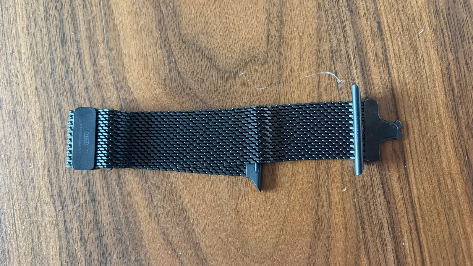 Apple Watch Milanees bandje (titanium) - Zwart, Ophalen of Verzenden, Zo goed als nieuw