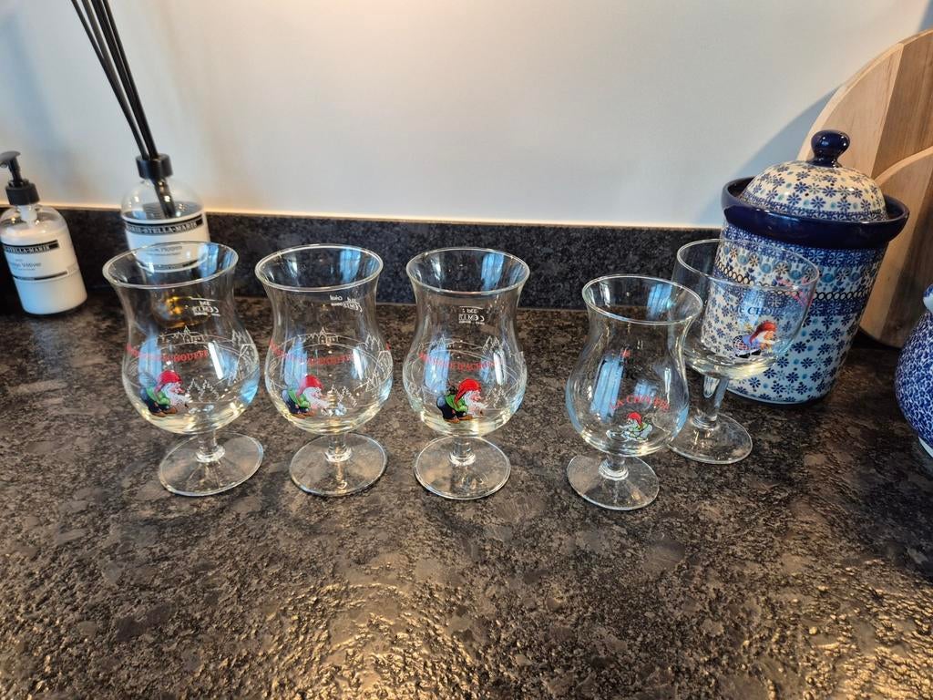 La Chouffe glazen 5 stuks, Ophalen of Verzenden, Zo goed als nieuw, Bierglas
