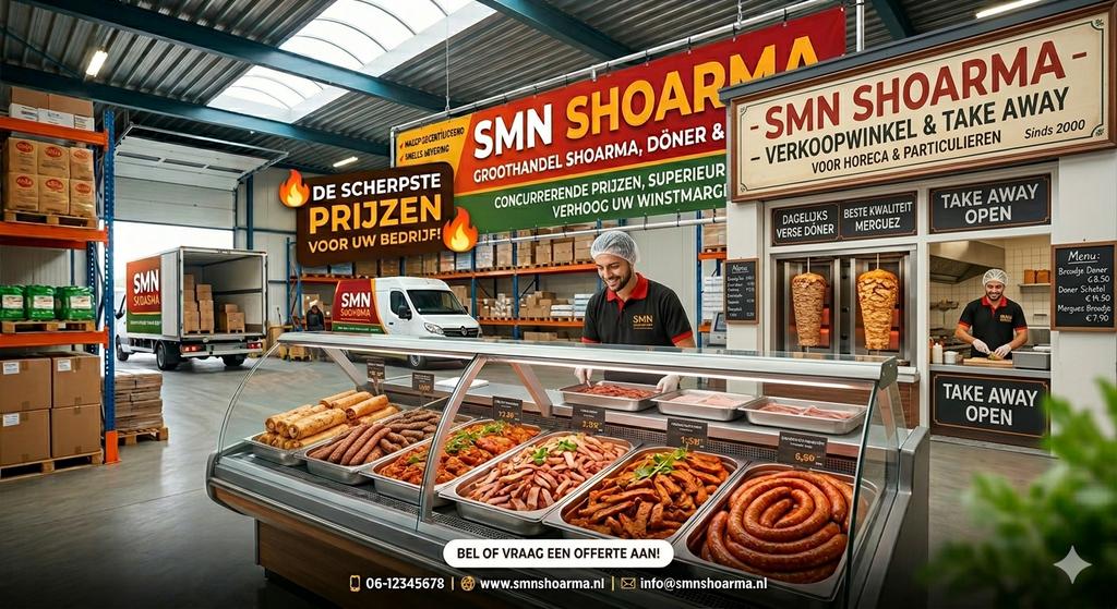 Groothandel Shoarma, Döner & Merguez - SMN SHOARMA, Verzenden, Vlees