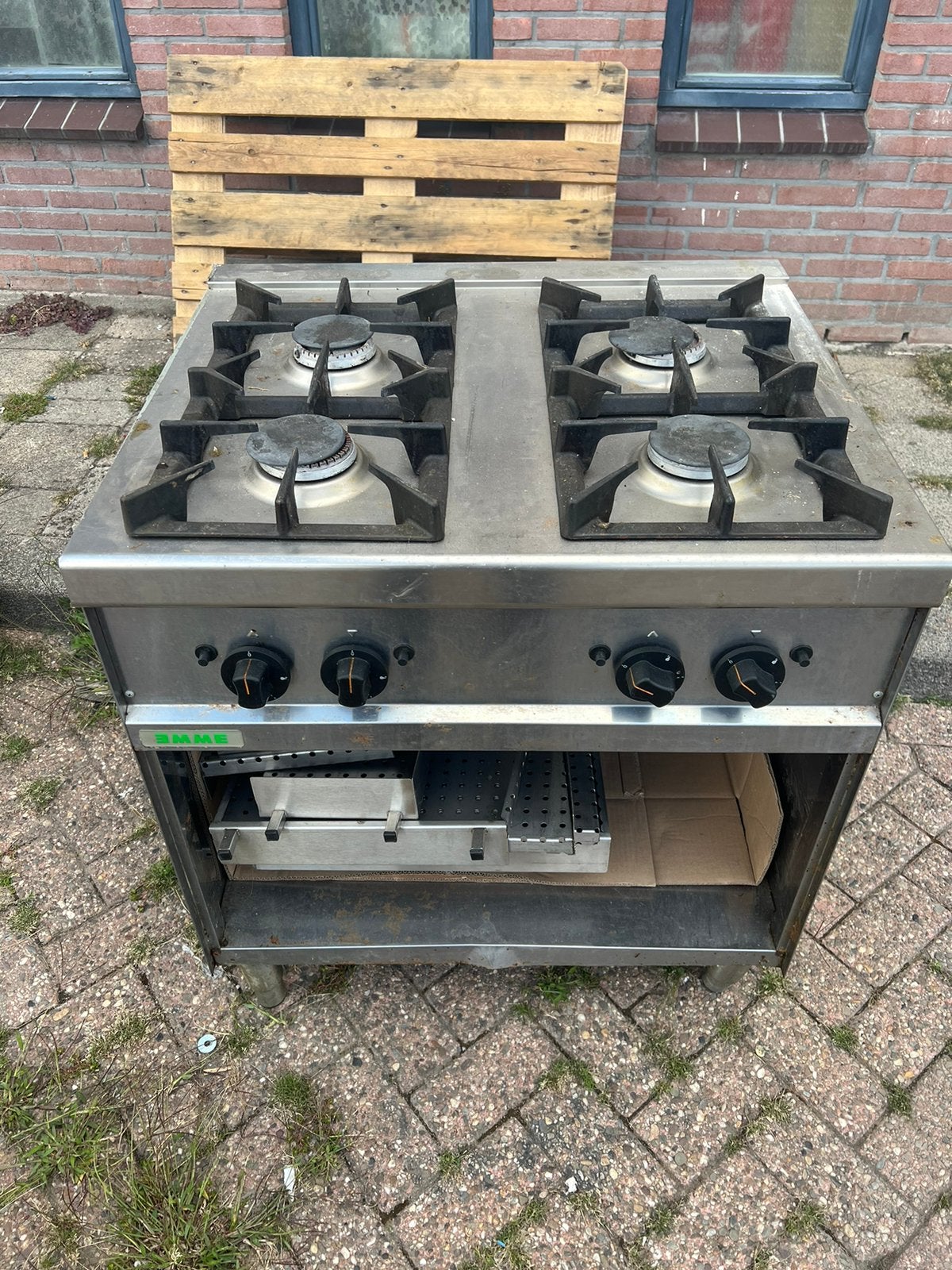 Horeca 4-pits gasfornuis + ATAG frituurpan – MOET WEG!, Ophalen, 60 cm of meer, Zo goed als nieuw, Gas