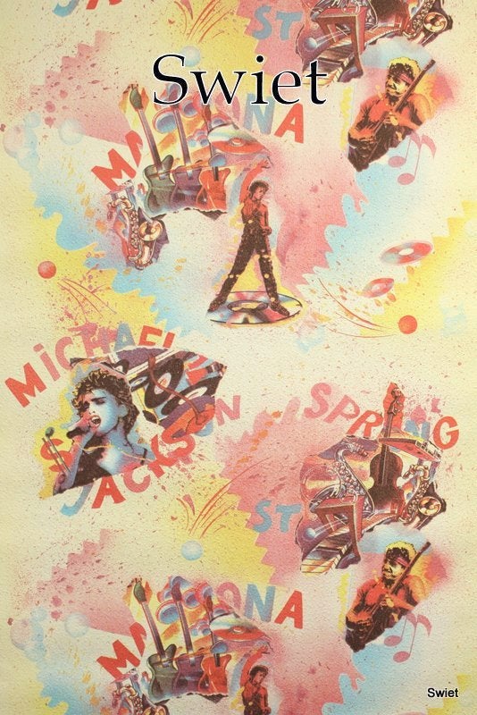 7893 90s muziek behang Jackson Madonna Springsteen swiet, Verzenden, Roze