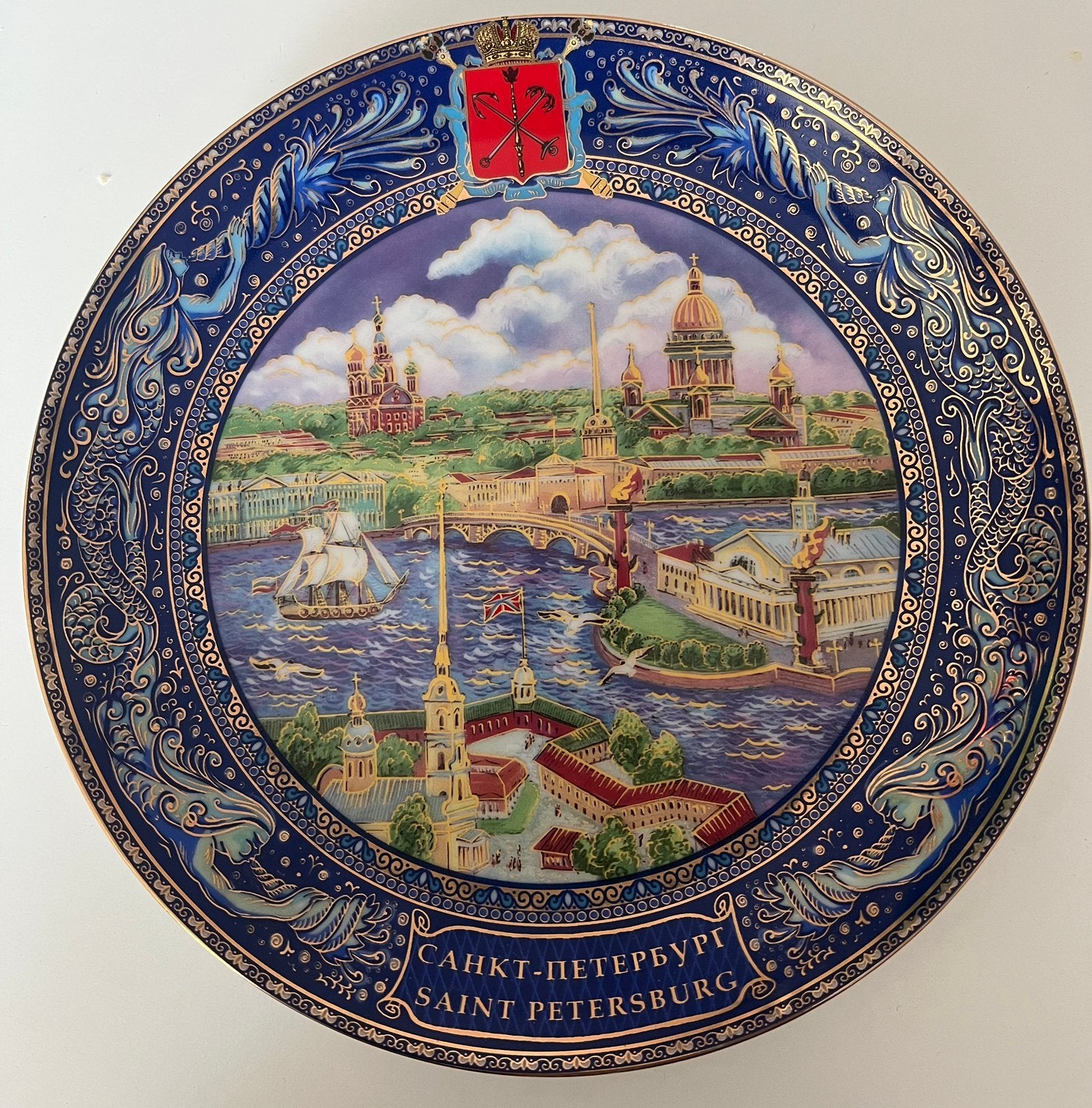 Vintage porseleinen Russische wandbord "St. Petersburg", Ophalen of Verzenden
