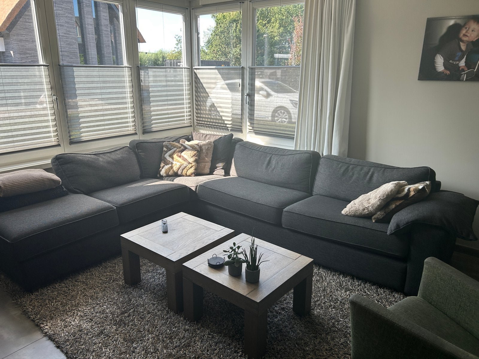 Massief eiken eettafel en 2 salontafels, Ophalen, 100 tot 150 cm, Eikenhout, 200 cm of meer