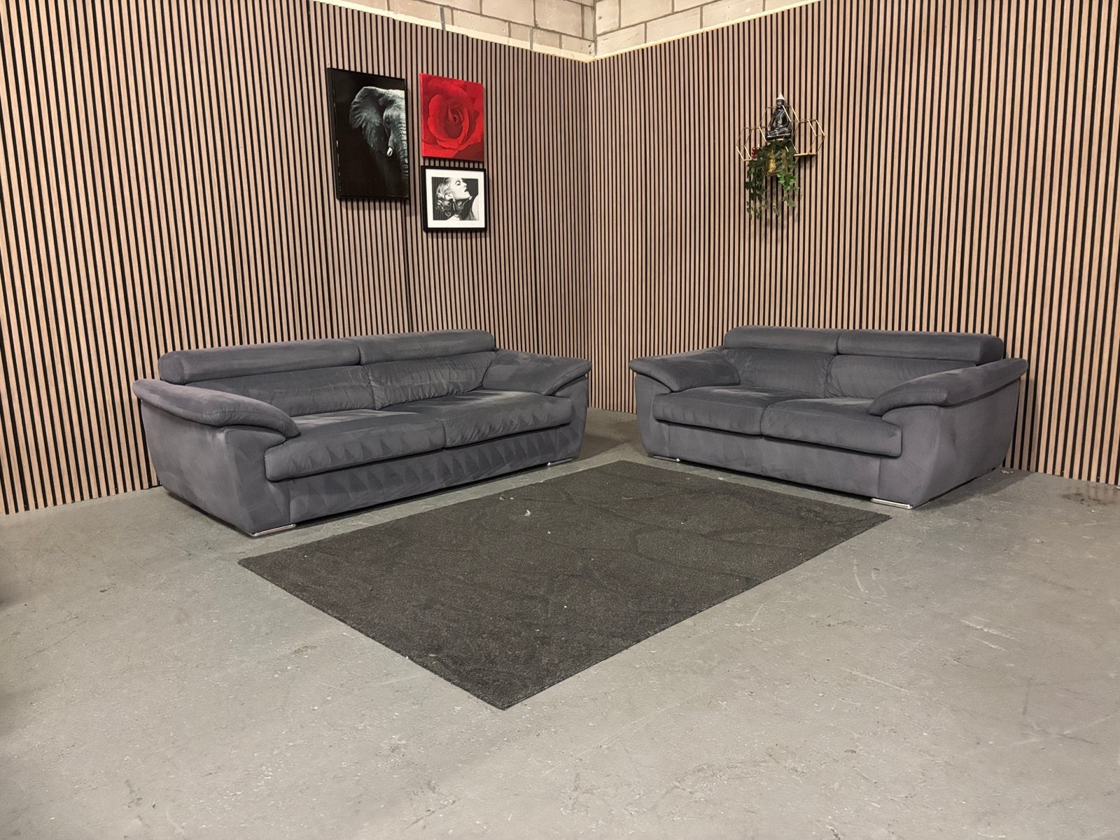 GRATIS LEVERING Set Banken Velvet Blauw GEREINIGD, 75 tot 100 cm, Ophalen of Verzenden, Zo goed als nieuw, 200 tot 250 cm