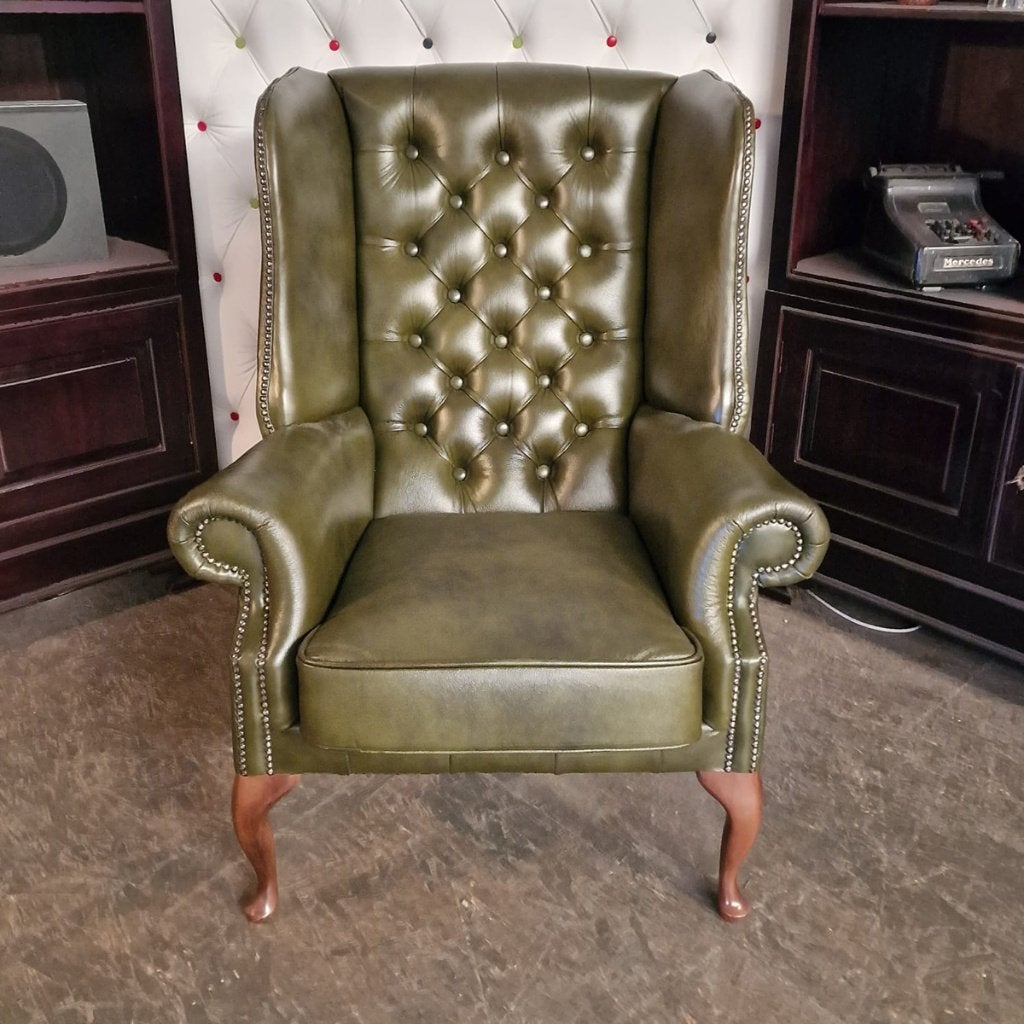 Chesterfield Cathedral Fauteuil Groen - Leer // NIEUW!!, Ophalen