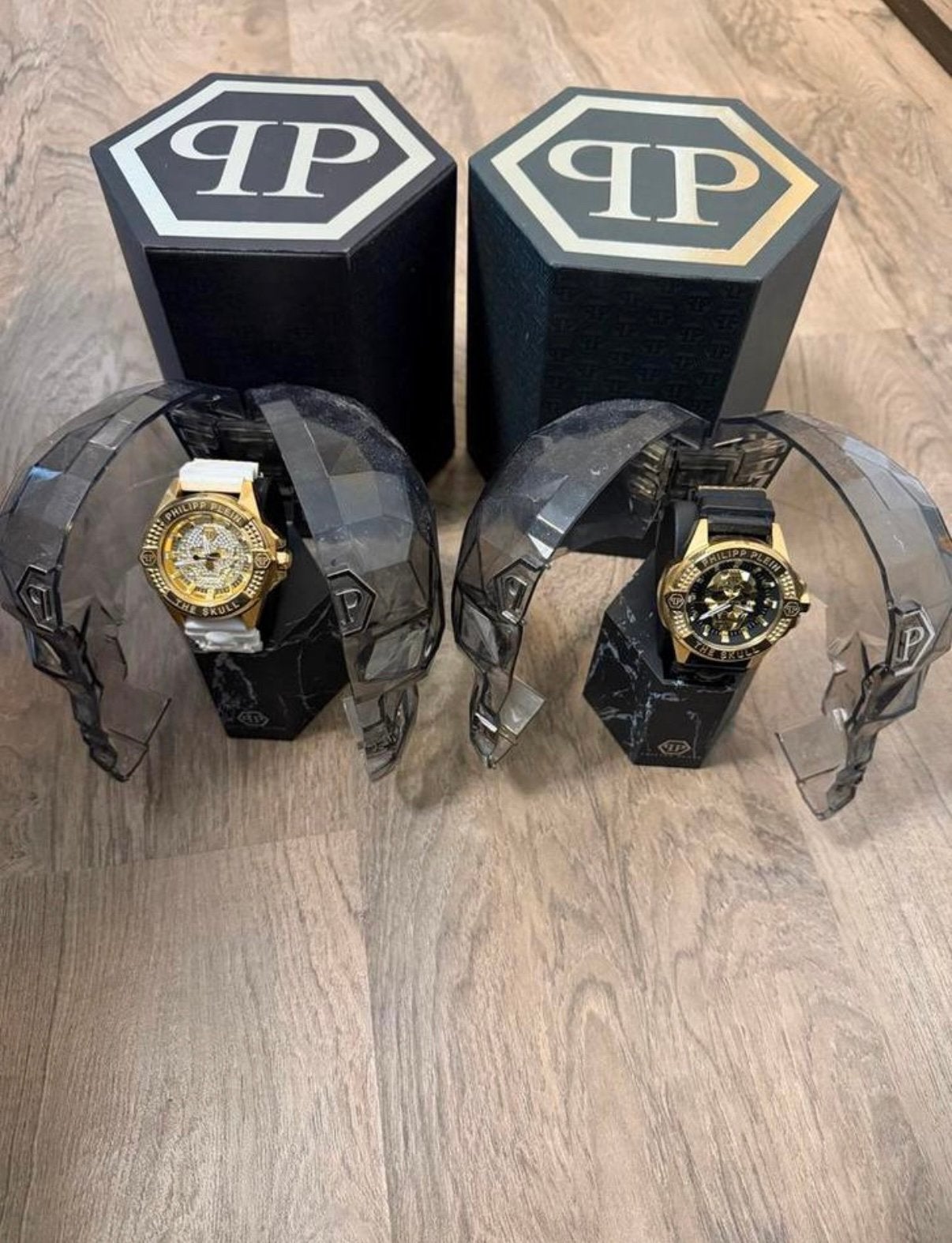 Wit en zwart Philipp Plein Skull horloge met doos, Ophalen of Verzenden, Zo goed als nieuw, Overige merken